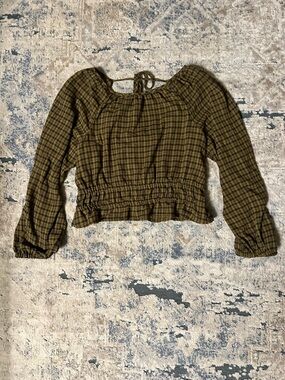 Olive Plaid Madewell Boho Top